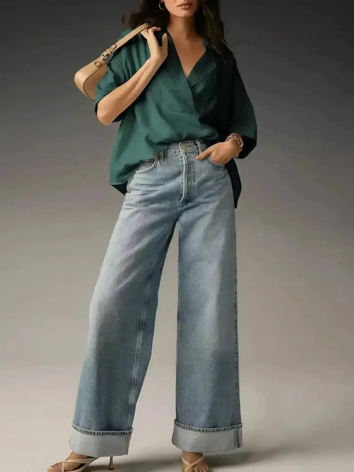 Collared Neck Half Sleeve Blouse - Clothes For Her Online Store