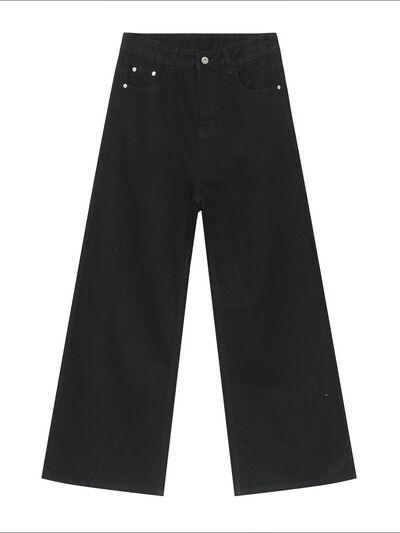 Wide Leg Jeans with Pockets - Clothes For Her Online Store