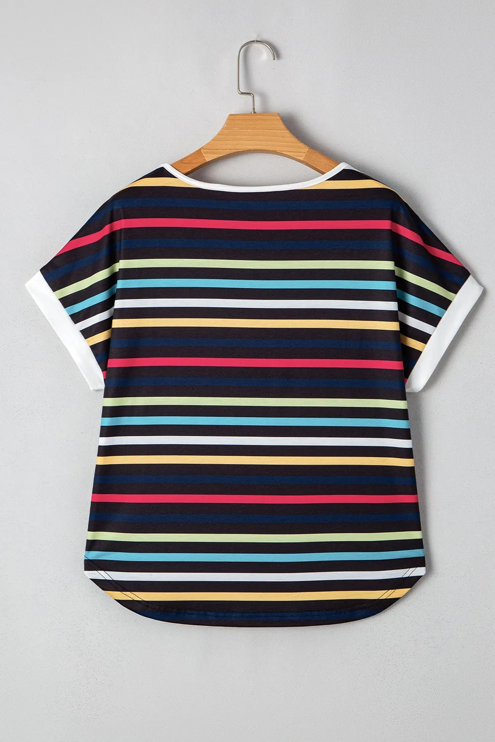 Colorful Striped Short Sleeve Casual T-Shirt