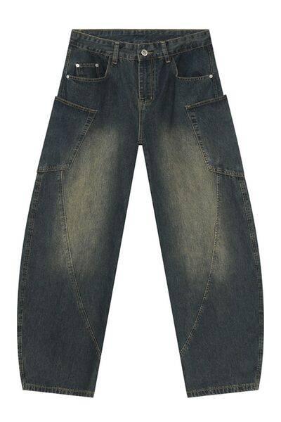 Mid Rise Waist Jeans with Pockets - Clothes For Her Online Store