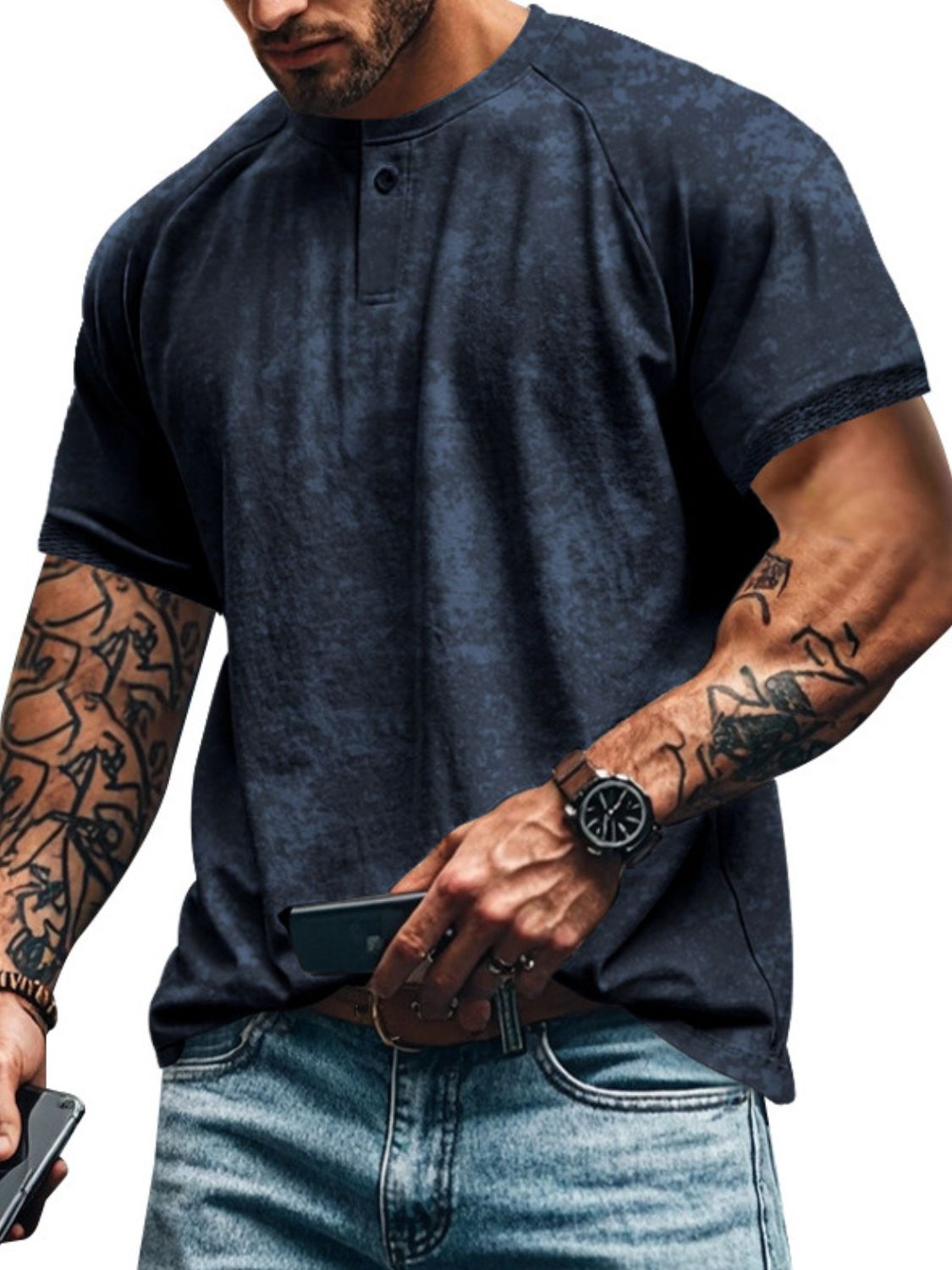 Men's Full Size Round Neck Short Sleeve T-Shirt Plus Size - Clothes For Her Online Store