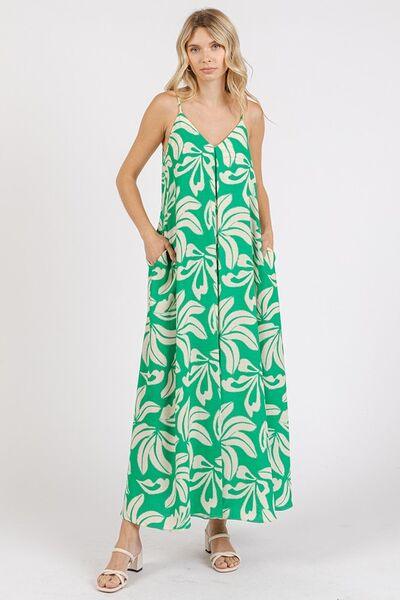 Mittoshop Printed V-Neck Maxi Cami Dress with Pockets - Clothes For Her Online Store