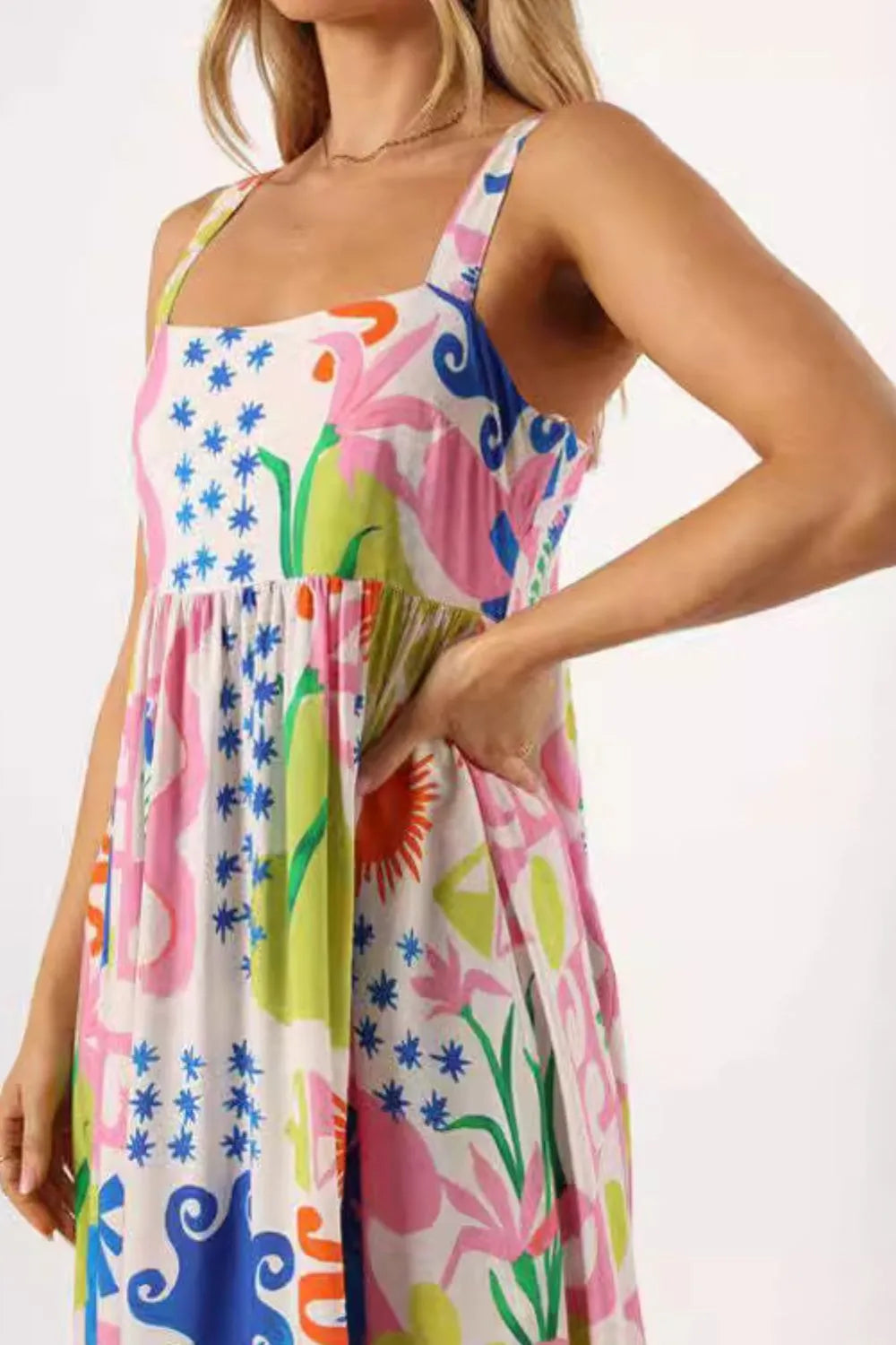 Floral Print Spaghetti Strap Summer Maxi Dress