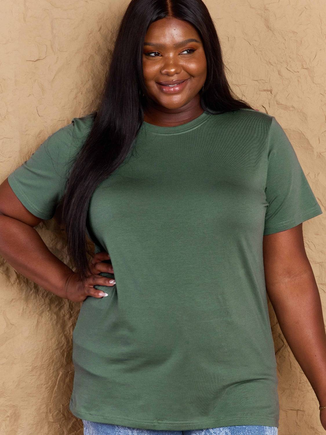 Full Size Round Neck Short Sleeve T-Shirt - Clothes For Her Online Store