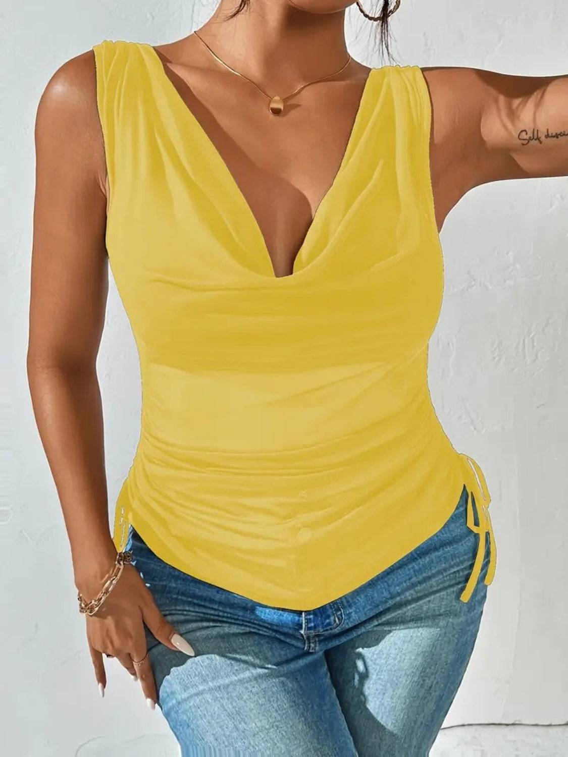 Side Drawstring Ruched Tank - Clothes For Her Online Store