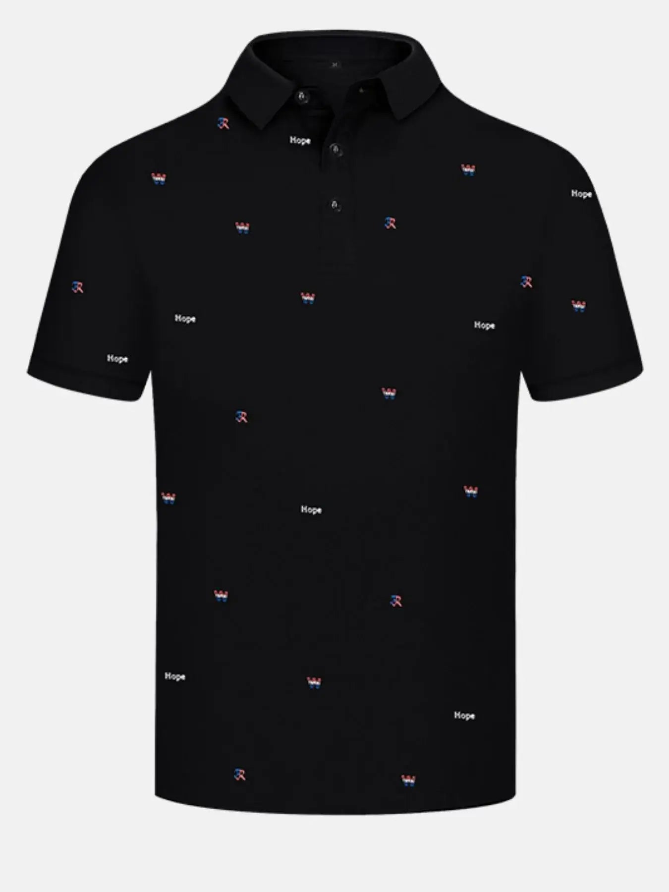 Men's Letter Embroidered Collared Neck Polo