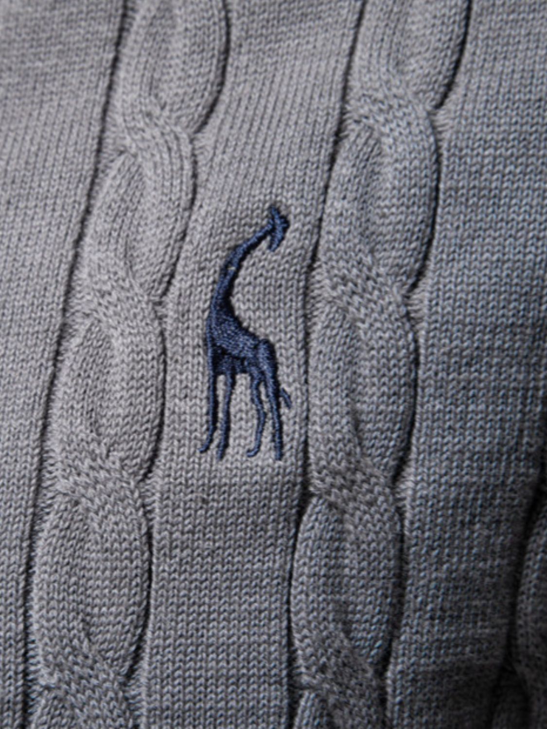 Men's Cable-Knit Round Neck Long Sleeve Sweater - Clothes For Her Online Store