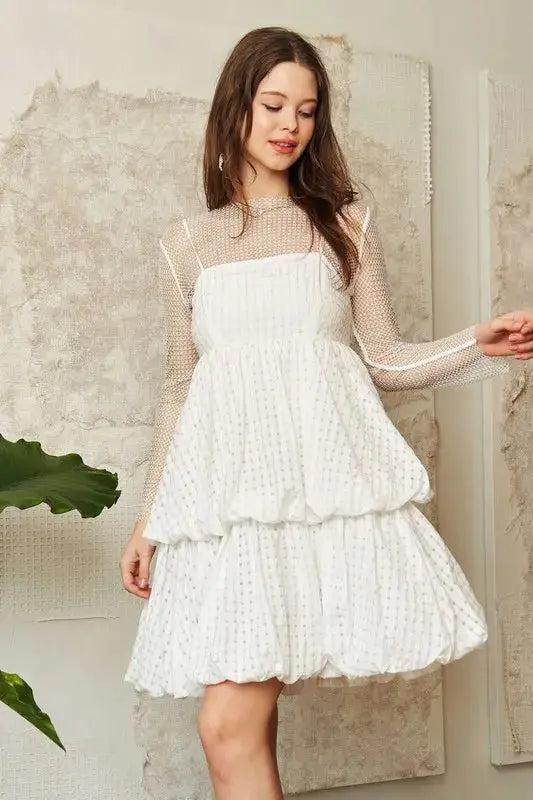 Davi & Dani Checker Print Side Pockets Textured Mini Dress - Clothes For Her Online Store