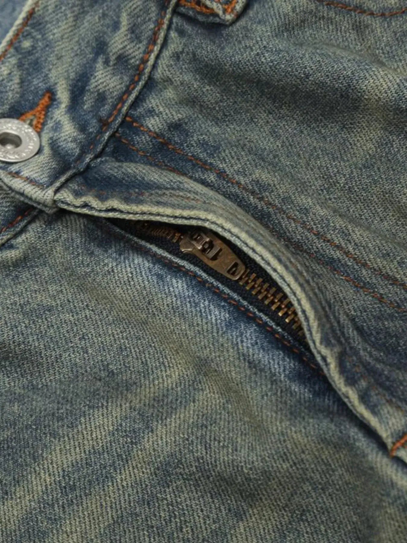 Men's Distressed Slim Bootcut Washed Jeans