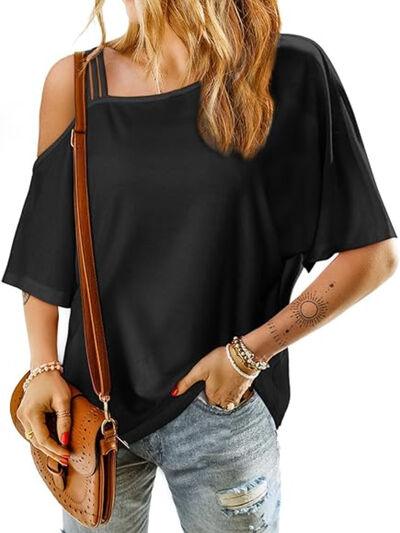 Asymmetrical Neck Half Sleeve T-Shirt