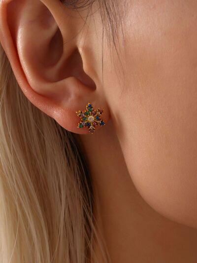 Stainless Steel Snowflake Stud Earrings