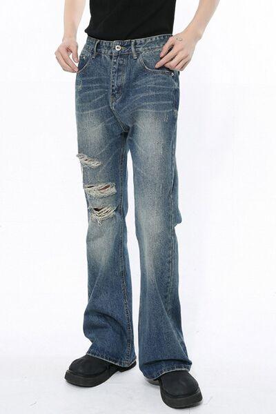 Men's Distressed Bootcut Jeans