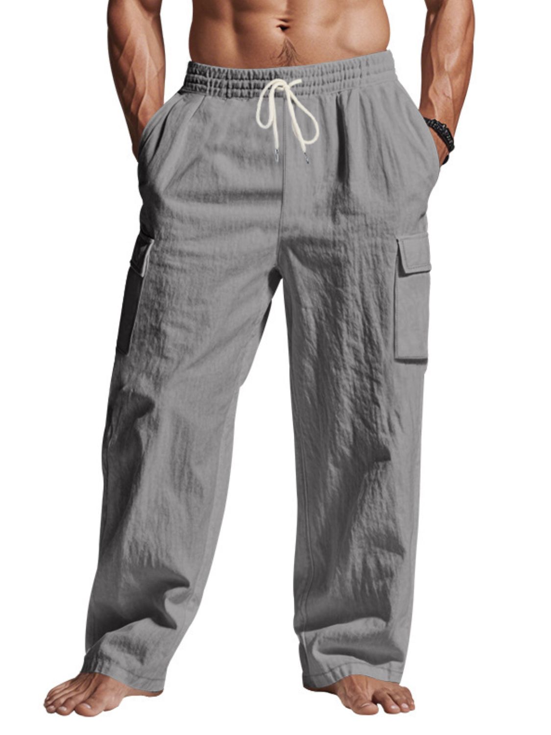 Men's Full Size Drawstring Pants with Pockets Plus Size - Clothes For Her Online Store