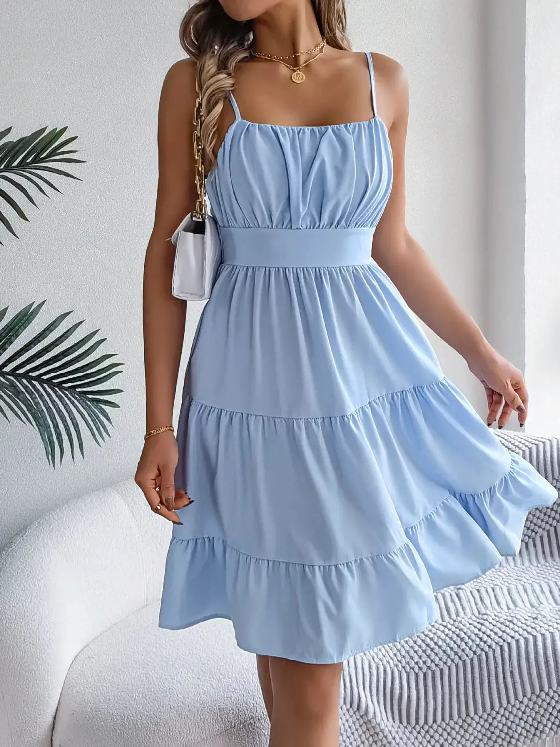 Smocked Back Tiered Cami Dress - Clothes For Her Online Store