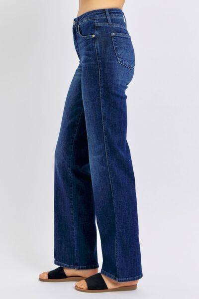 Judy Blue Full Size Tummy Control Straight Jeans Plus Size - Clothes For Her Online Store