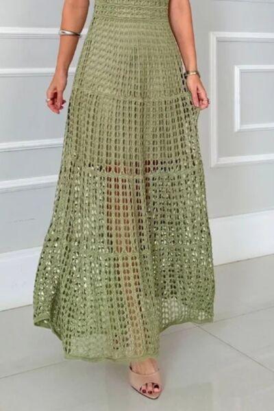 Hollowed-Out Sleeveless Maxi Dress - Clothes For Her Online Store