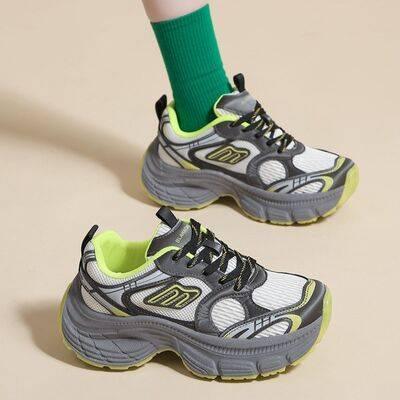 Letter Lace-Up Round Toe Athletic Shoes - Clothes For Her Online Store