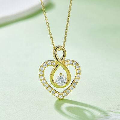 1 Carat Moissanite 925 Sterling Silver Heart Shape Necklace - Clothes For Her Online Store