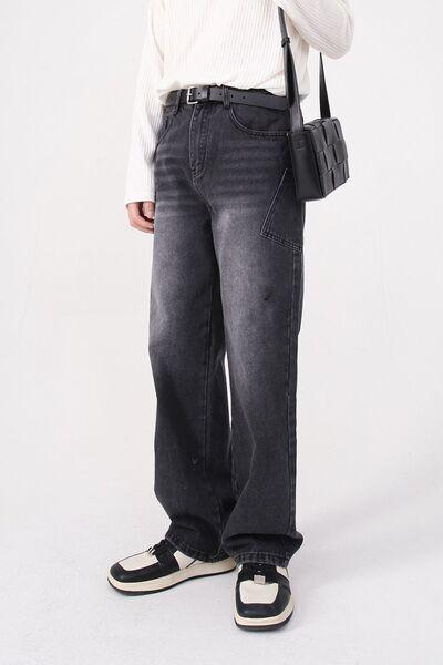 Wide Leg Men's Jeans with Pockets