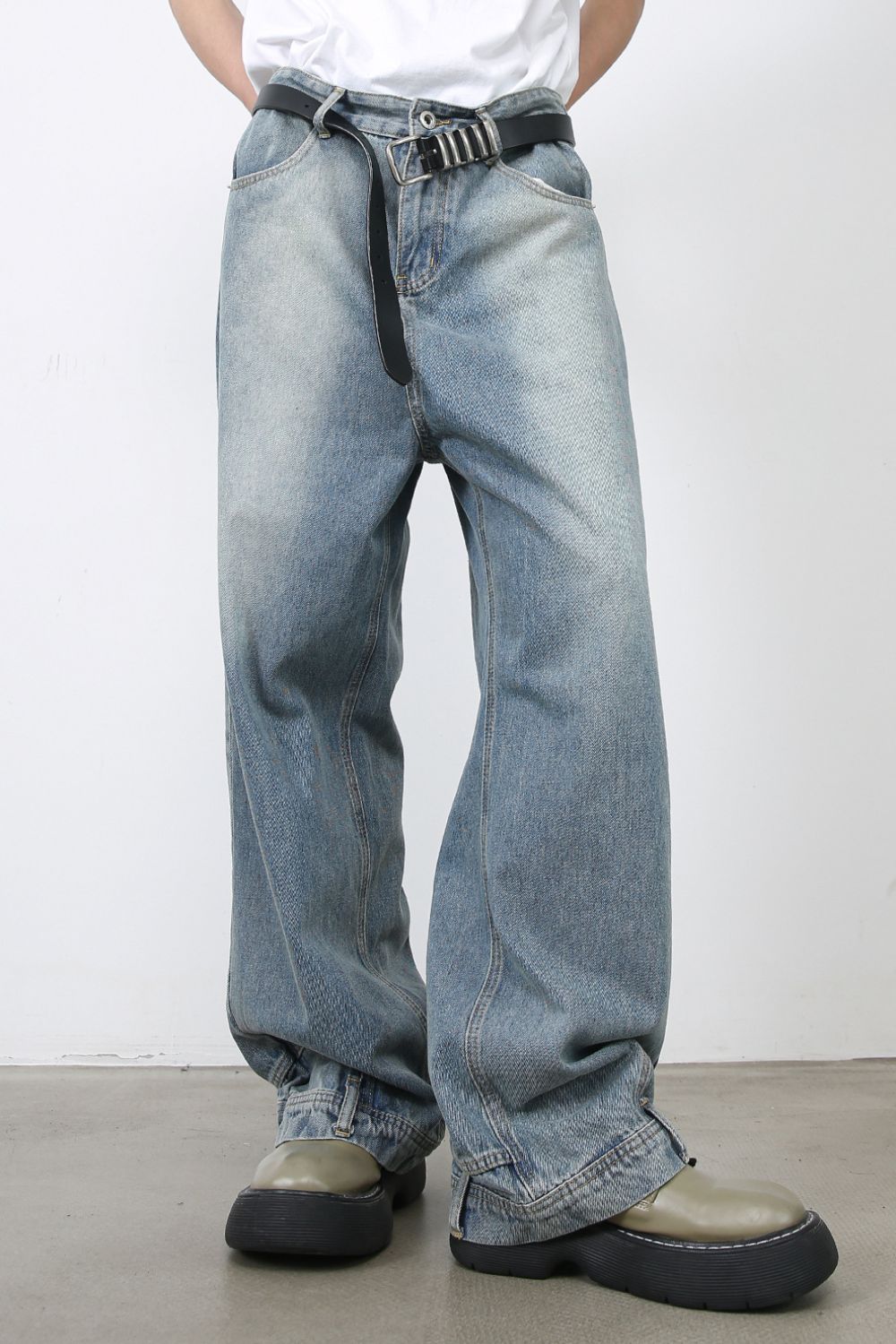 Men's Washed Loose Jeans with Pockets - Clothes For Her Online Store