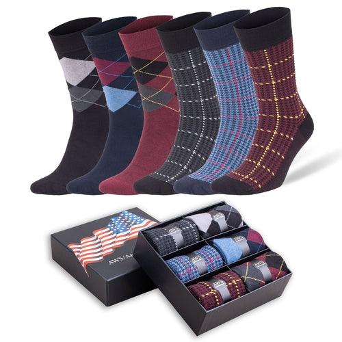 Men's Bamboo Dress Socks, 6 Pairs with Gift Box, Size 8-11.5,