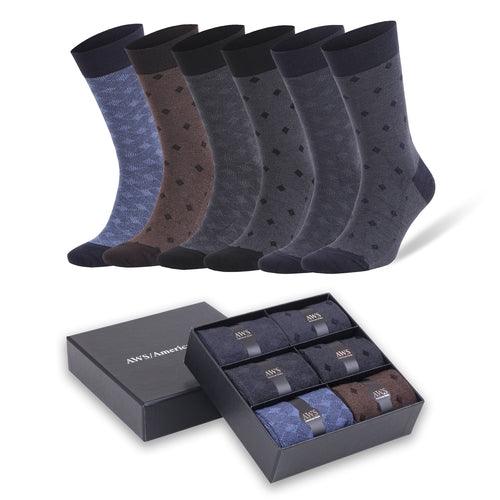 Men's Bamboo Dress Socks, 6 Pairs with Gift Box, Size 8-11.5,