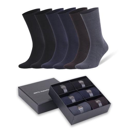 Men's Bamboo Dress Socks, 6 Pairs with Gift Box, Size 8-11.5,