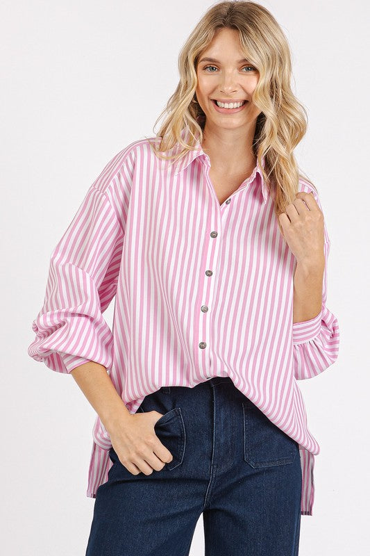 Mittoshop Button Down Striped Long Sleeve Shirt - Clothes For Her Online Store