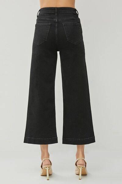 RISEN High Rise Wide Leg Ankle Jeans