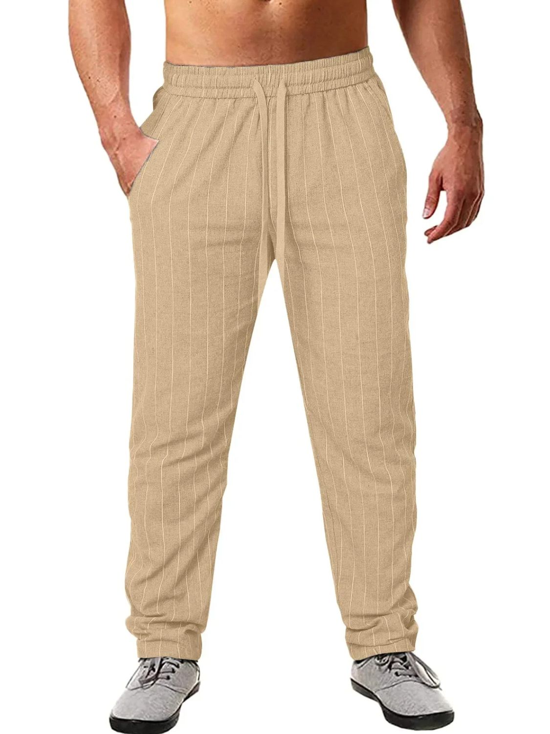 Men's Plus Size Striped Drawstring Pants