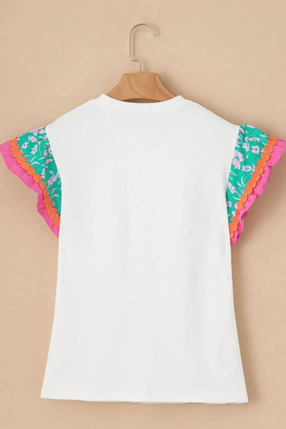 Ruffled Round Neck Cap Sleeve Top - Clothes For Her Online Store