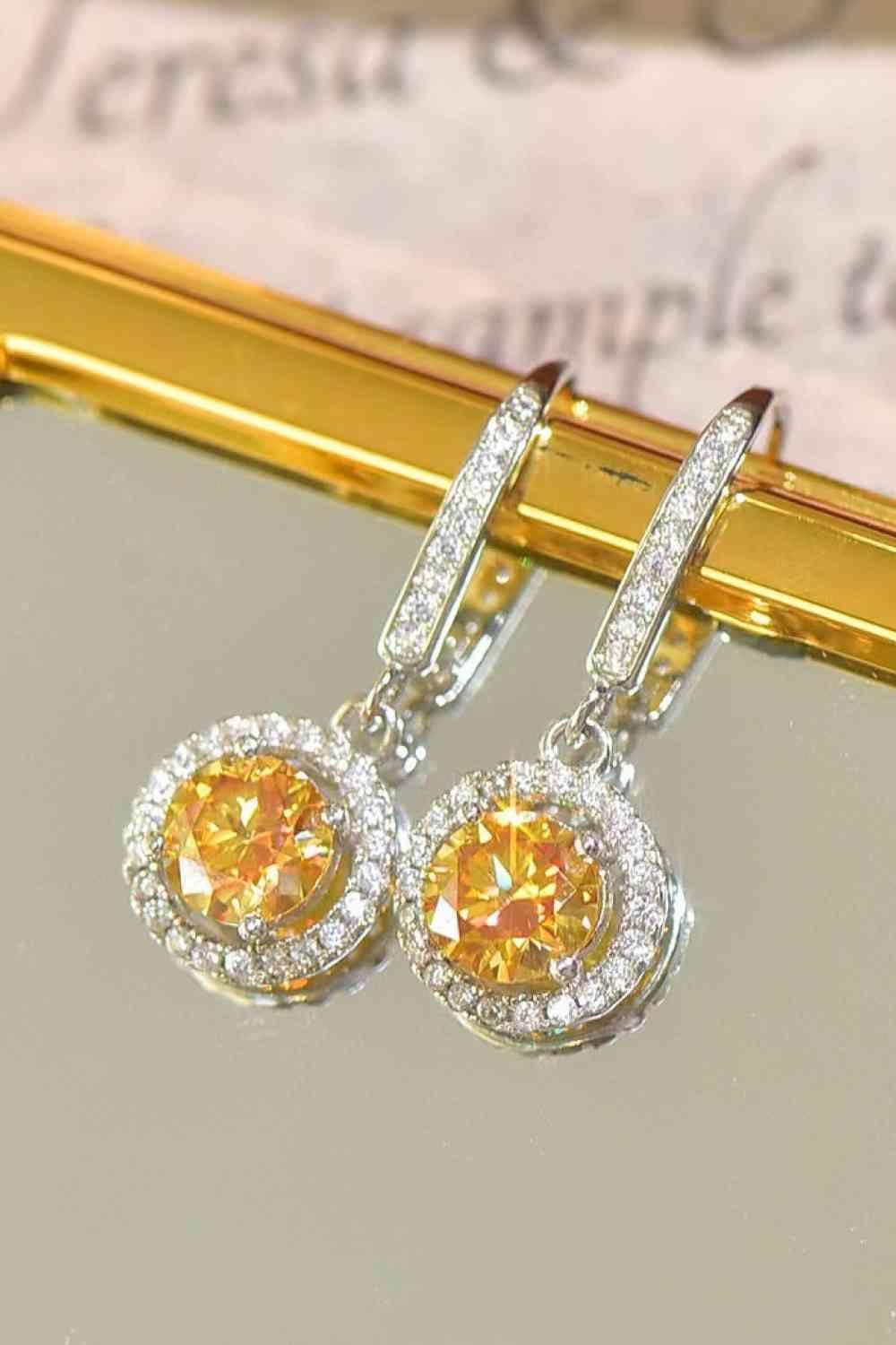 Platinum-Plated 2 Carat Moissanite Drop Earrings - Clothes For Her Online Store
