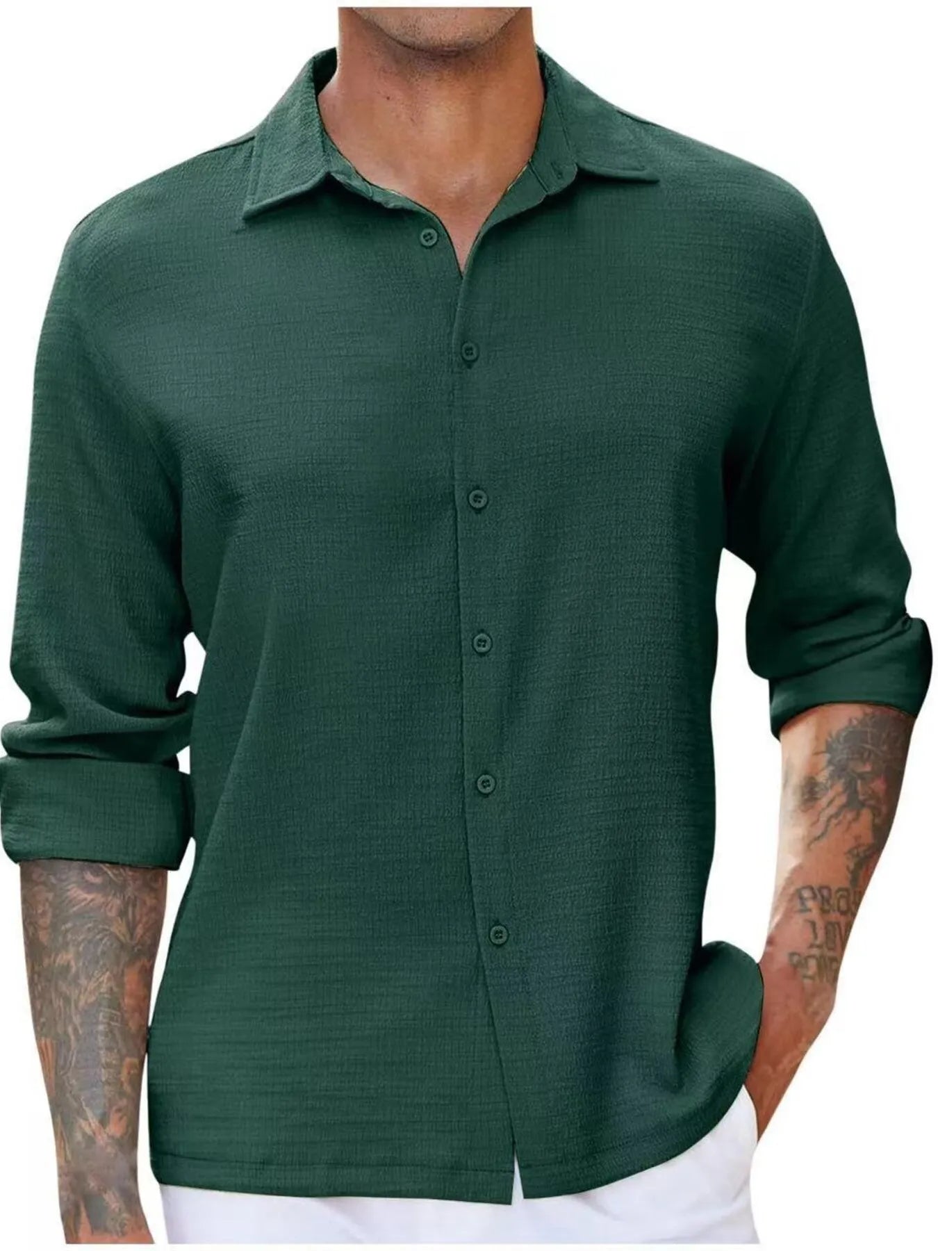 Men's Full Size Long Sleeve Button Down Shirt Plus Size