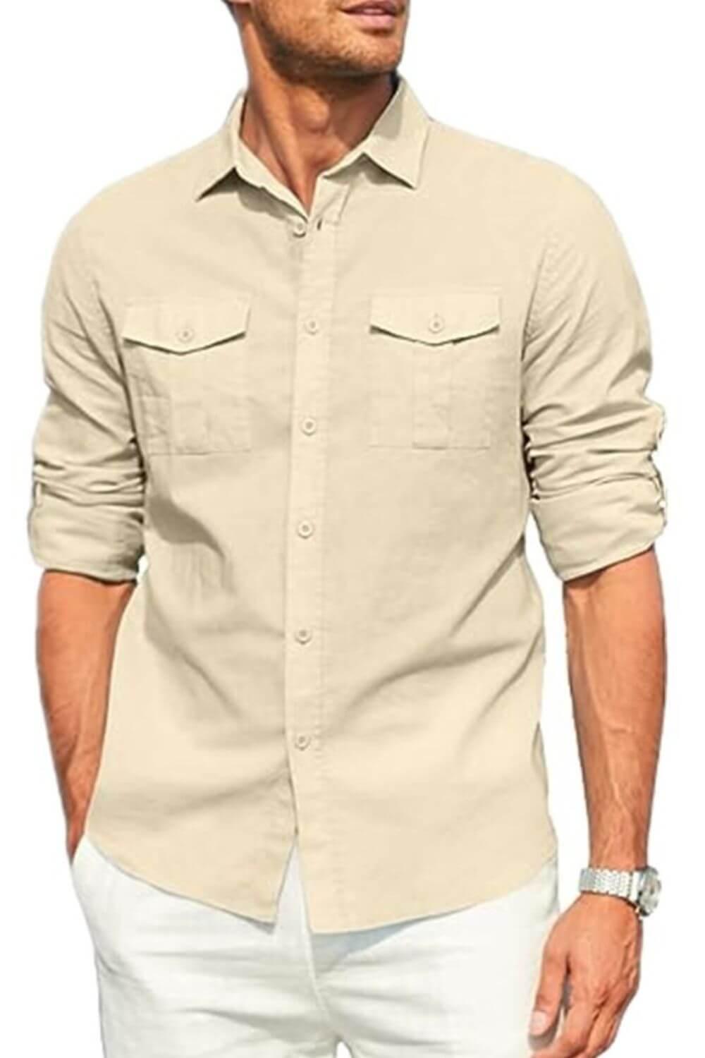 Men's Plus Size Button Down Collared Neck Long Sleeve Shirt