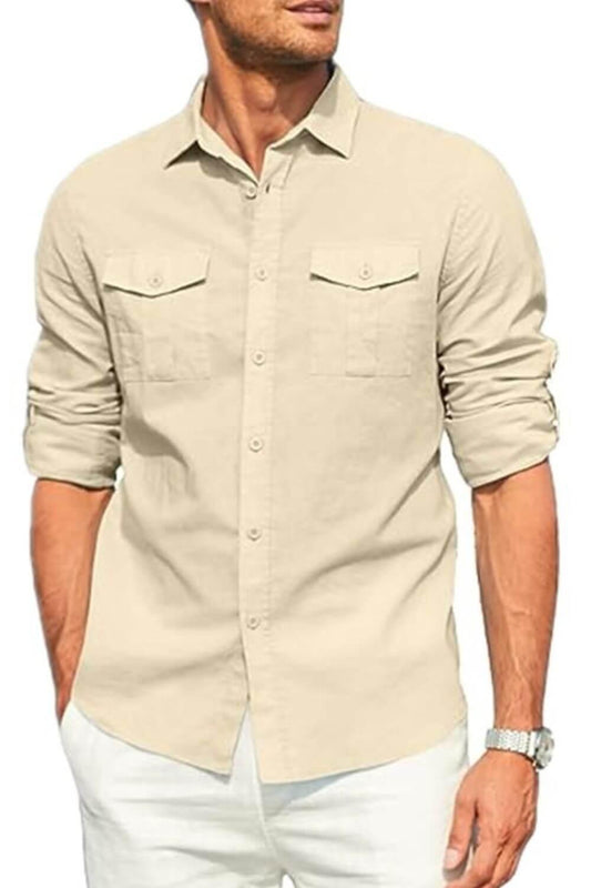Men's Plus Size Button Down Collared Neck Long Sleeve Shirt - Clothes For Her Online Store