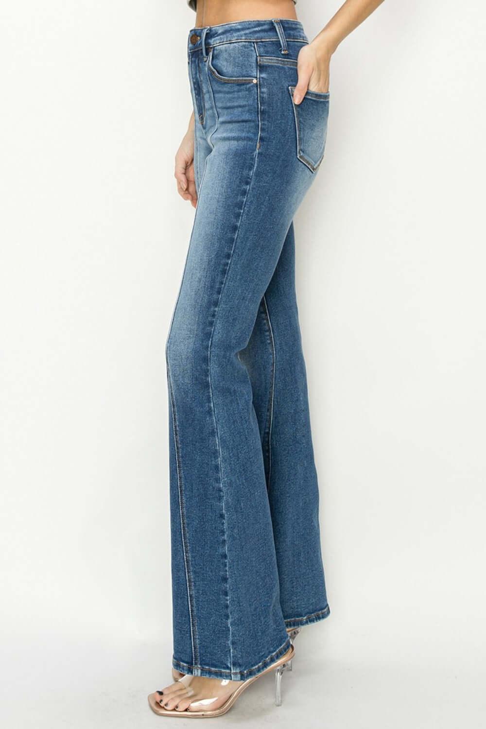 RISEN Full Size High Rise Front Seam Detailed Flare Jeans - Clothes For Her Online Store