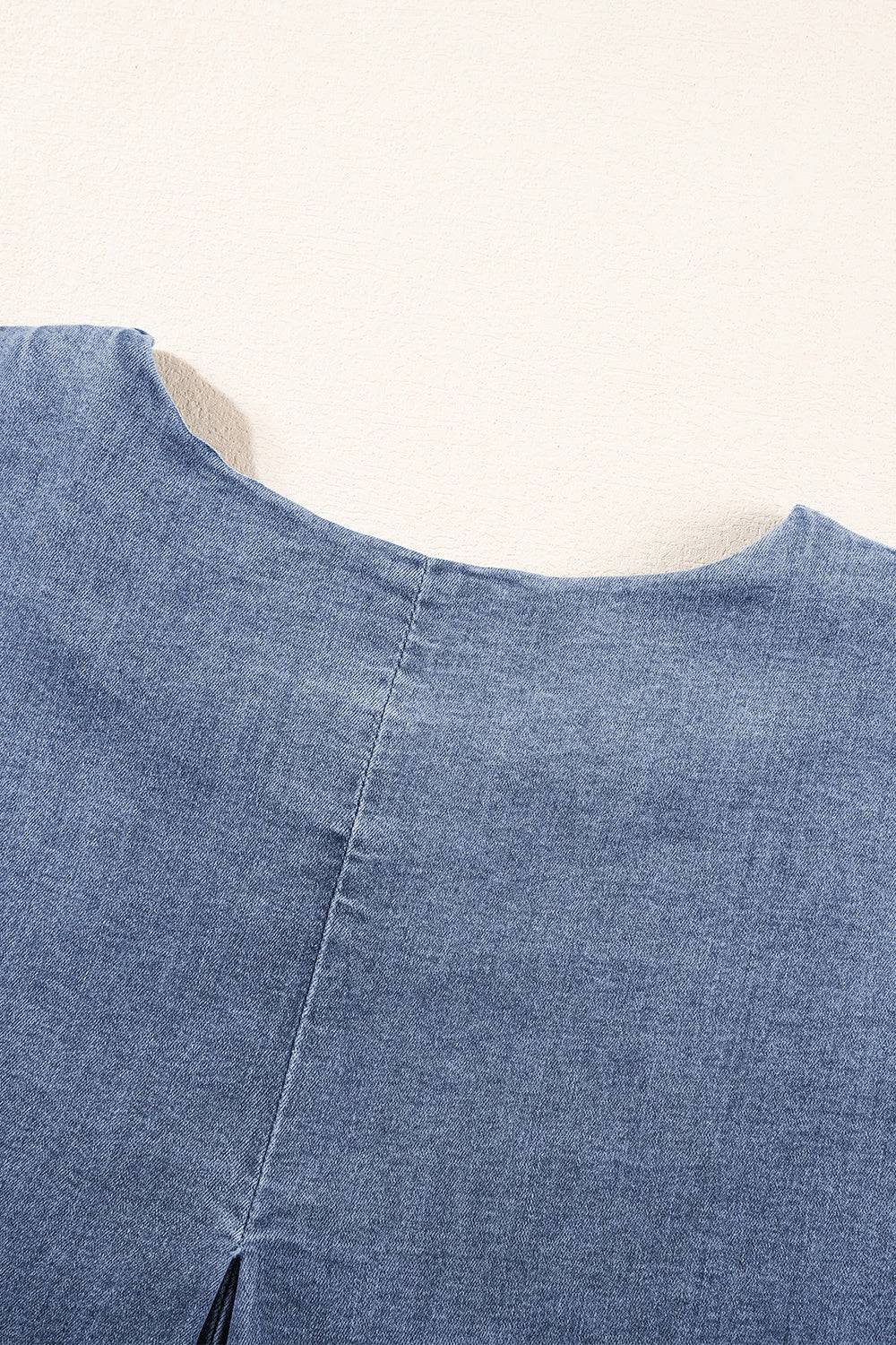 Round Neck Short Sleeve Top and Shorts Denim Set - Clothes For Her Online Store