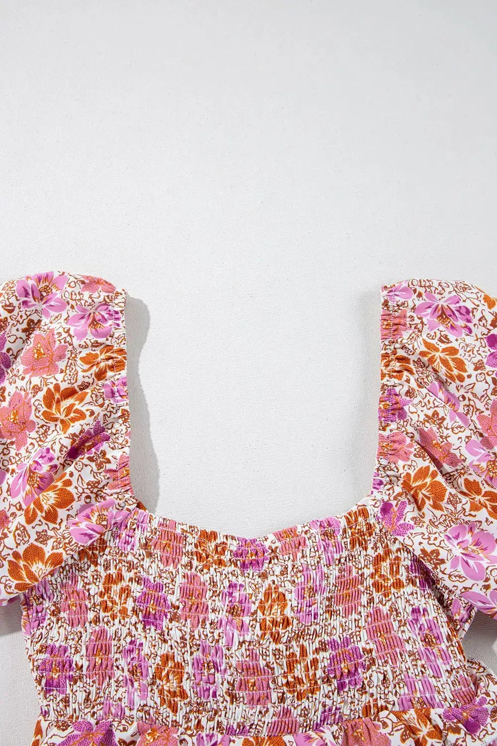 Floral Square Neck Knotted Ruffle Midi Dress - Clothes For Her Online Store