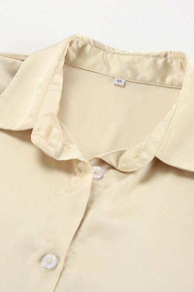 Button Down Long Sleeve Satin Shirt