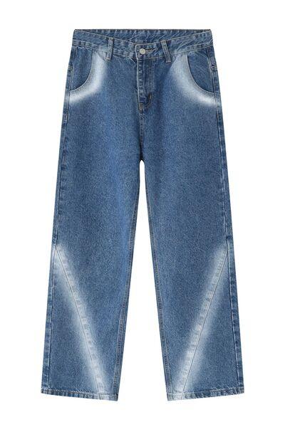 Men's Tie-Dye Washed Straight Leg Jeans - Clothes For Her Online Store