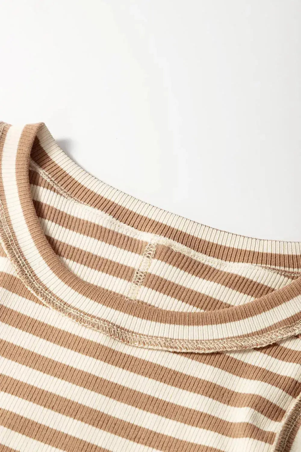 Stripe Exposed Seam Trim Round Neck Sleeveless Top - Clothes For Her Online Store