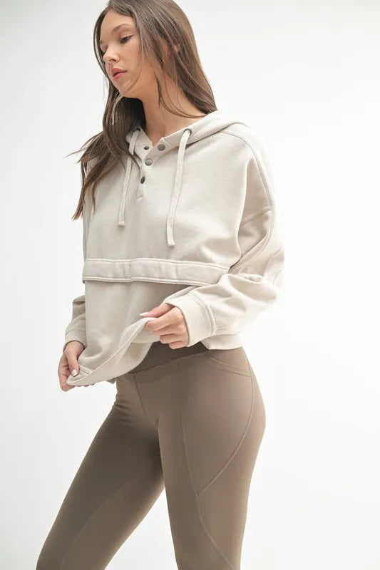 MONO B Drift Burnout Fleece Snap Hoodie