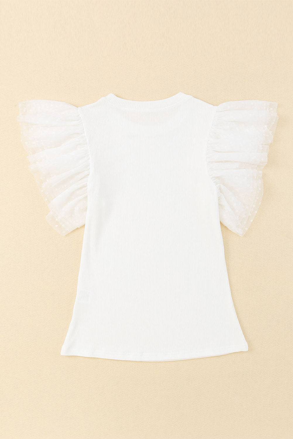 Ruffled Round Neck Cap Sleeve Blouse - Clothes For Her Online Store