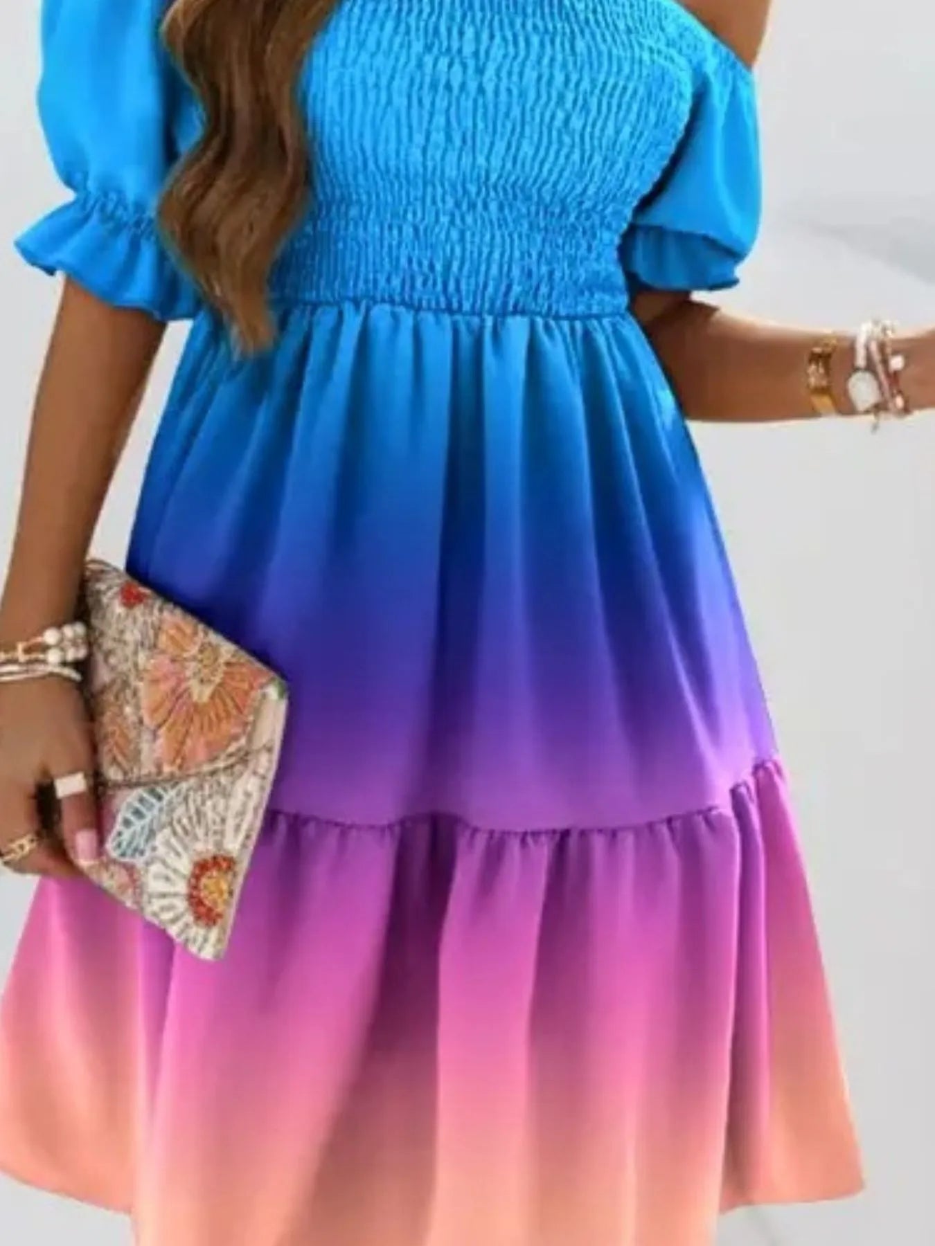 Off Shoulder Smocked Summer Dress