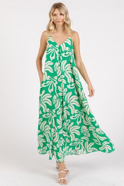 Mittoshop Printed V-Neck Maxi Cami Dress with Pockets - Clothes For Her Online Store