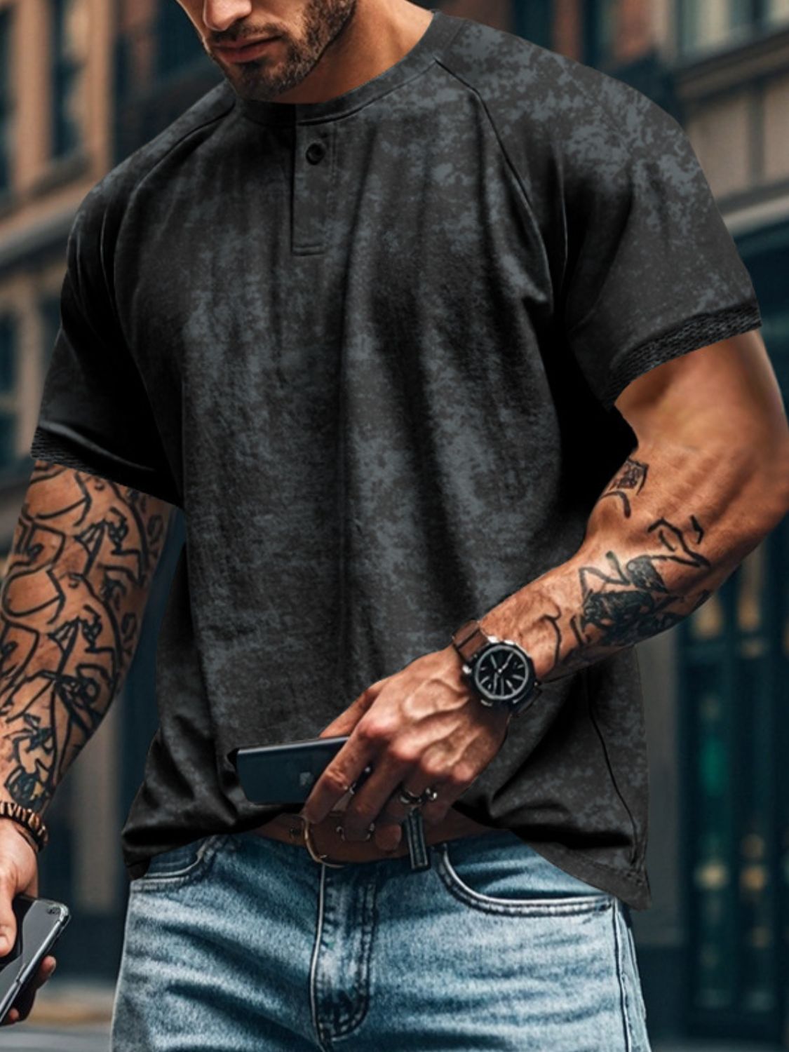 Men's Full Size Round Neck Short Sleeve T-Shirt Plus Size - Clothes For Her Online Store