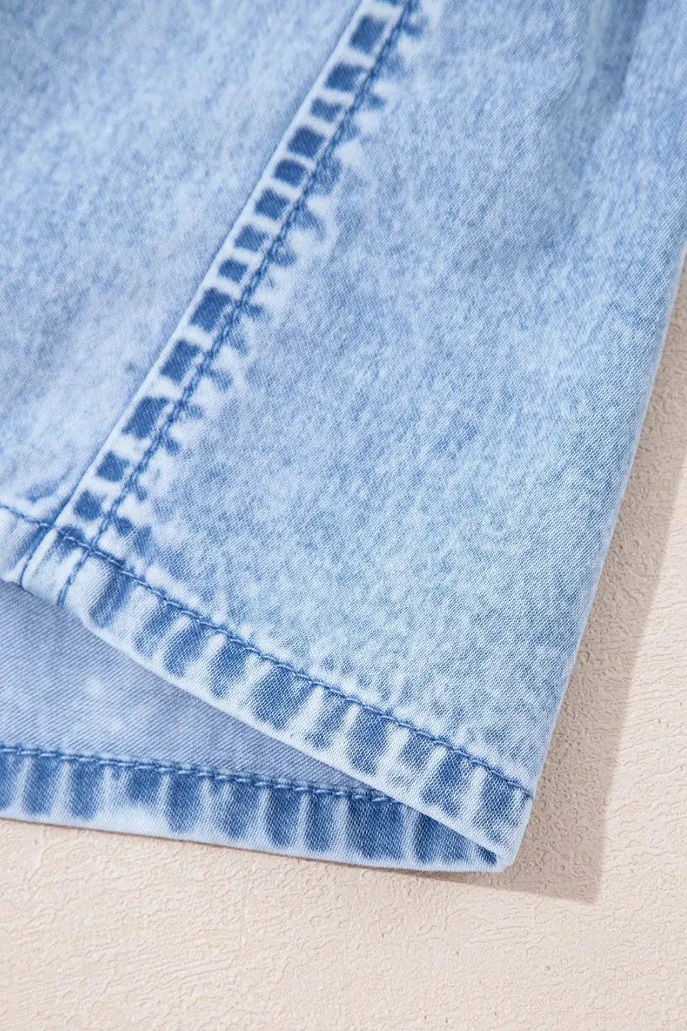 Bow Detail Spaghetti Straps Ruffle Hem Denim Dress - Clothes For Her Online Store