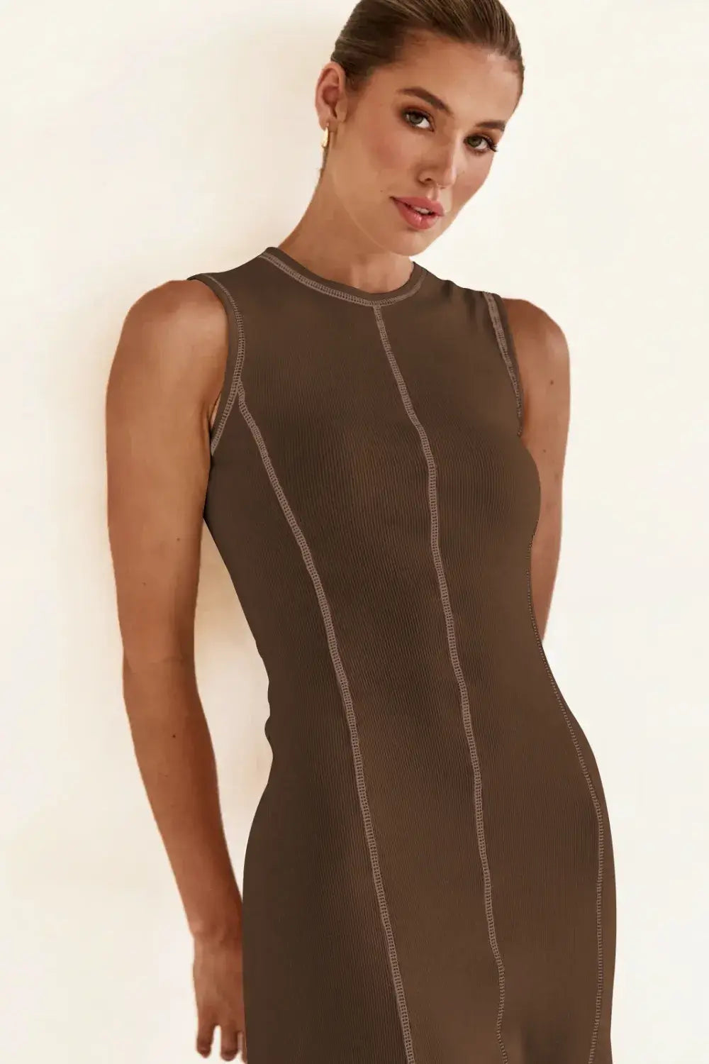 Contrast Stitching Maxi Tank Dress