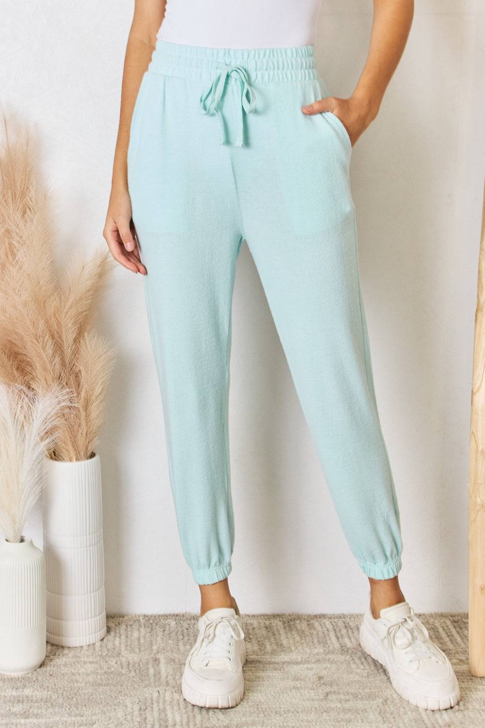 RISEN Full Size Drawstring Ultra Soft Knit Jogger - Clothes For Her Online Store