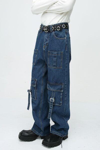 Mid Rise Men's Jeans with Cargo Pockets - Clothes For Her Online Store